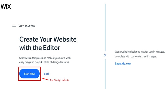 Bắt đầu tạo website với WIX